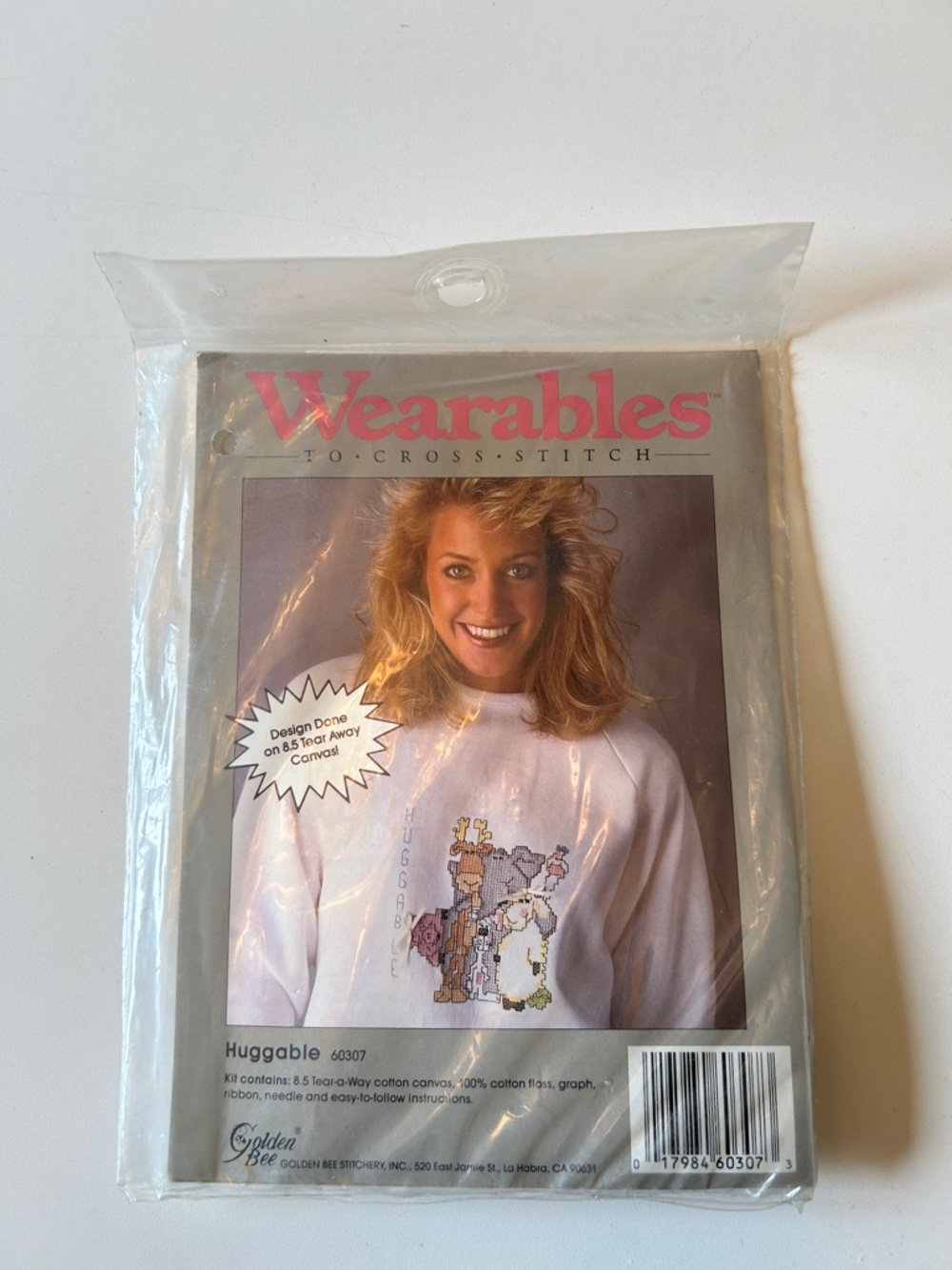 NEW NWT Vintage Huggable Women's White Cross Stitch Pattern and Kit 60307